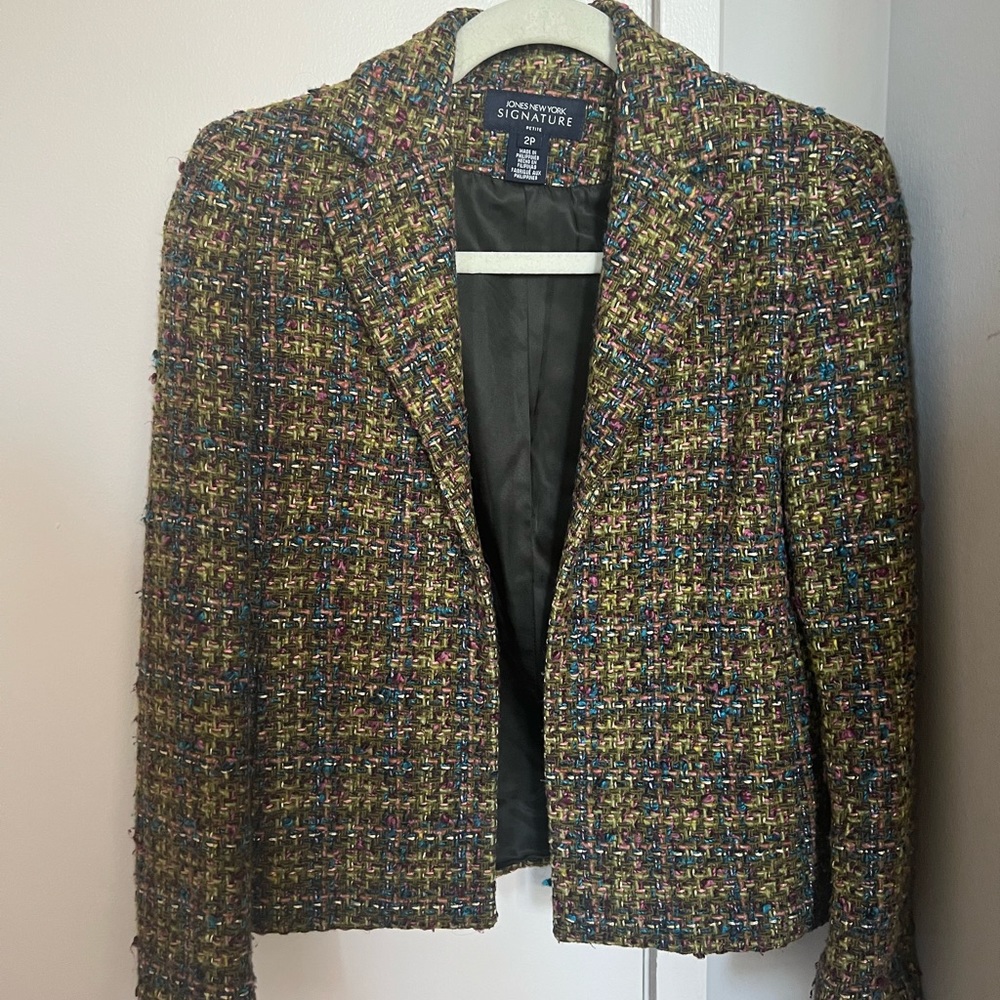 Jones NY Signature Tweed Open Jacket Blazer